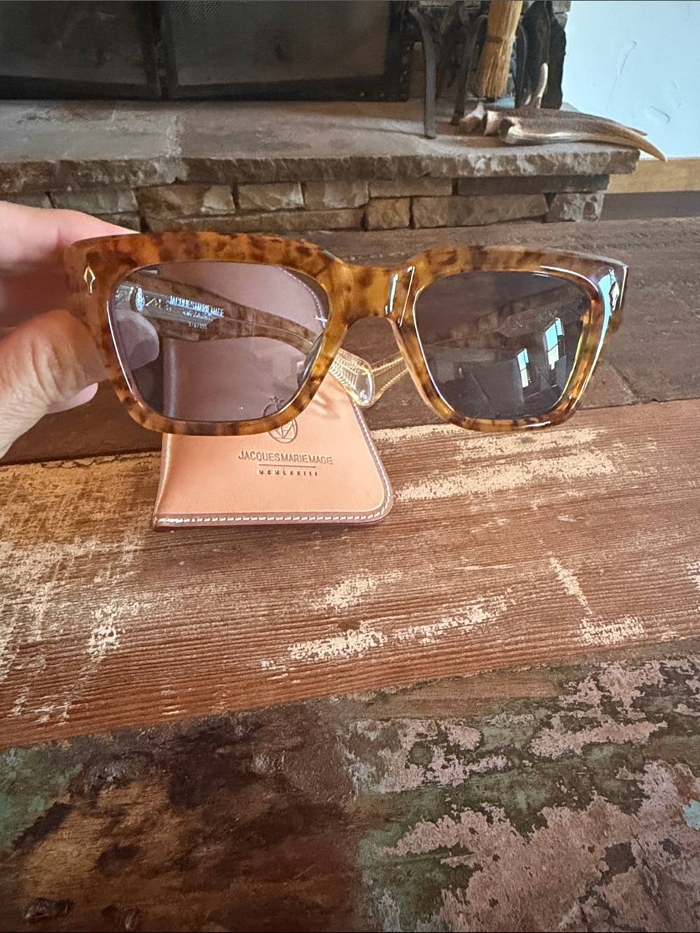 Jacques Marie Mage Tortoiseshell Square Frame Men's Sunglasses -